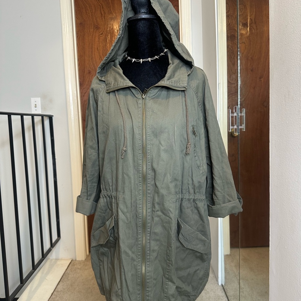 Forever 21 Khaki Hooded Utility Jacket
